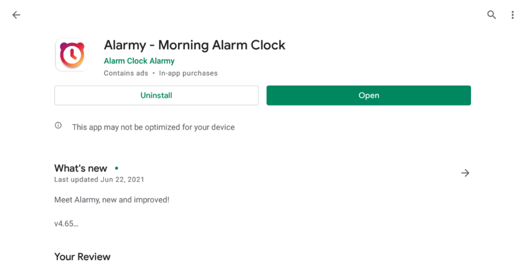 alarmy app install page